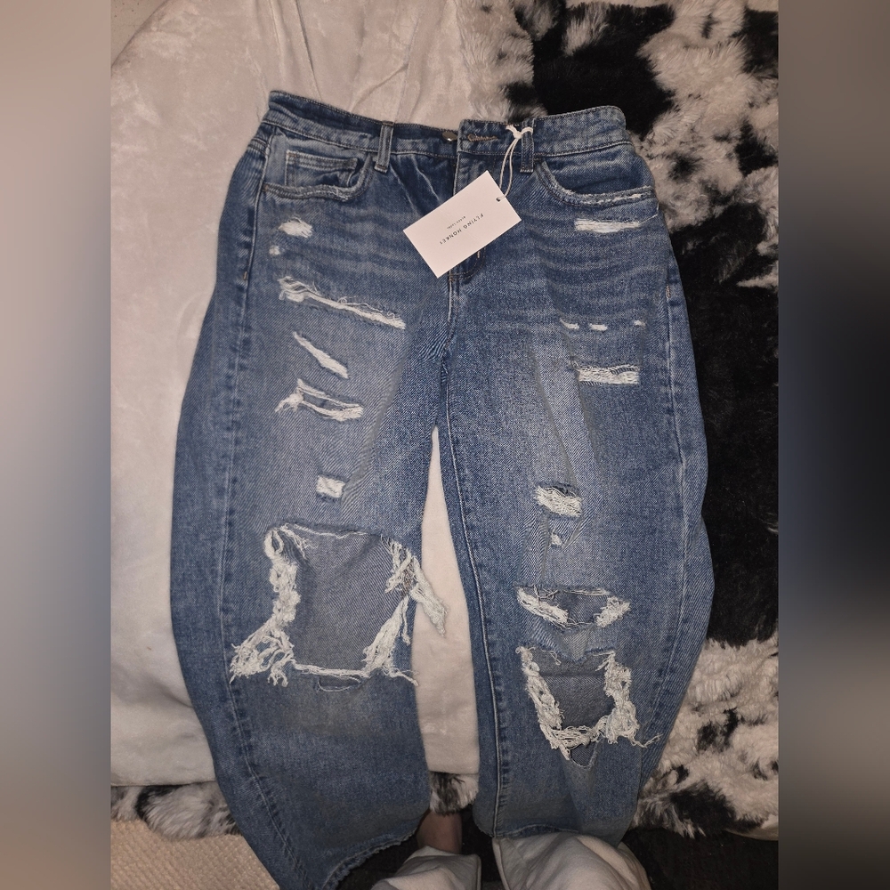Flying Monkey Ripped Blue Boyfriend Jeans
